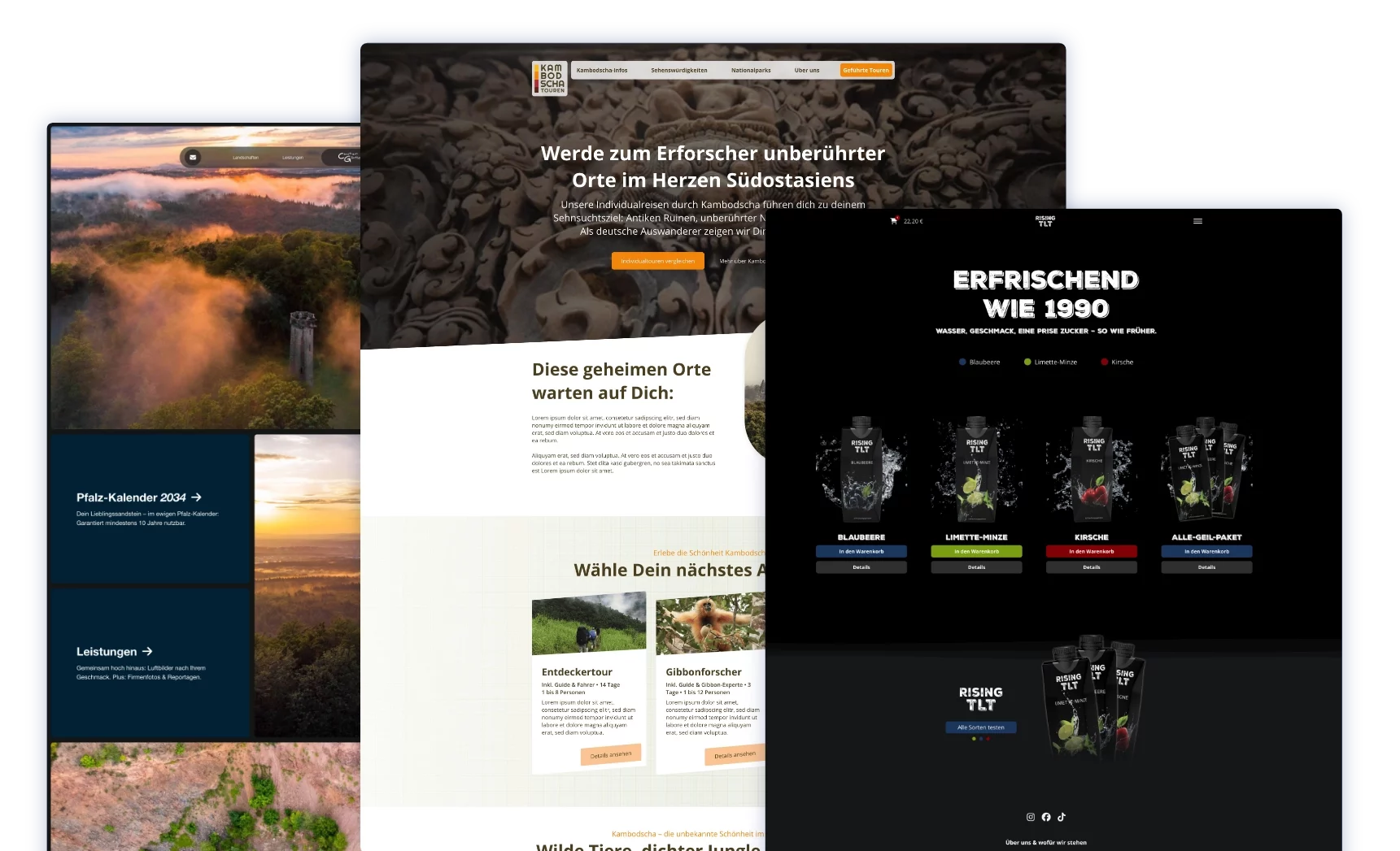 Beispiele für gutes Webdesign: 3 unterschiedliche Startseiten für verschiedene Firmen